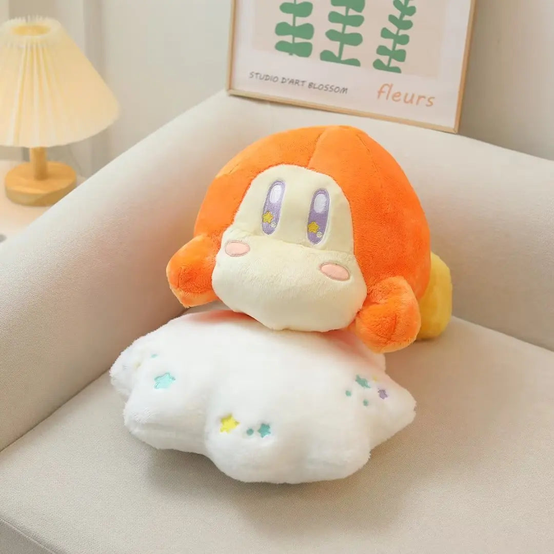 Cute Kirby Lying on the Clouds Plush Toy Lovely Waddle Dee Doll Stuffed Anime Plushies Throw Pillow Back Cushion Birthday Gifts