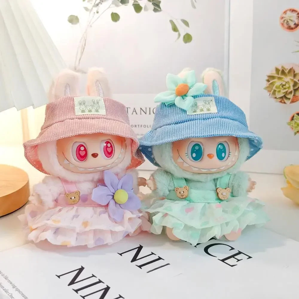 17cm Mini Plush Doll'S Clothes Outfit Accessories For Korea Kpop Exo Labubu V1 V2 Idol baby clothes Wrinkle dress Clothing Gift