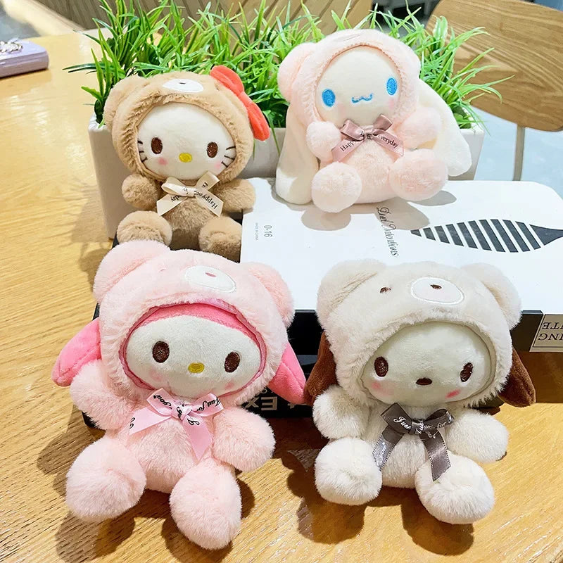 Sanrio Cross-dressing Cute Kawaii Hello Kitty My Melody Cinnamoroll Bag Plush Pendant Doll Doll Cartoon Keychain Doll Toy Gift