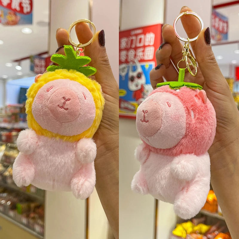 12CM Capybara Plush Toy Keychain Simulation Capibara Anime Fluffty Toy Cute Animals Stuffed Plush Doll Christmas Gifts for Kids