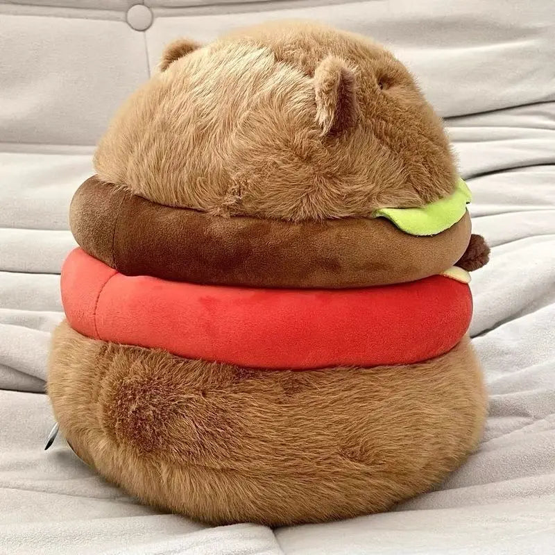 Internet Celebrity Hamburger Capybara Plush Toy Cute Capybara With Birthday Hat Plush Toy, Sleeping Pillow,Best Holiday Gift Kid