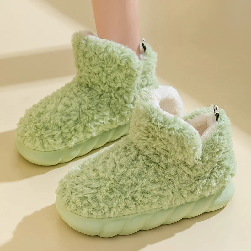 Cotton slippers for women's autumn and winter home use, new indoor plush bags with warm heels for external wear