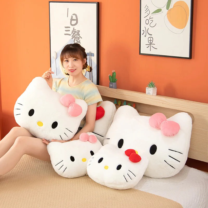 30/40cm Hello Kitty Pillow Cute Big Head Sofa Cushion Cat Head Plush Pillow High Beauty Cartoon Girl Pillow Gifts