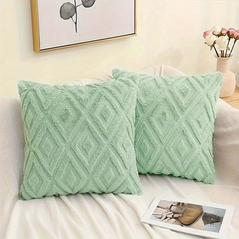 Modern Simple Rhombus Jacquard Plush Throw Pillow Cover SofaPillow Nordic Style Office Waist Bedside Cushion Car ThrowPillow