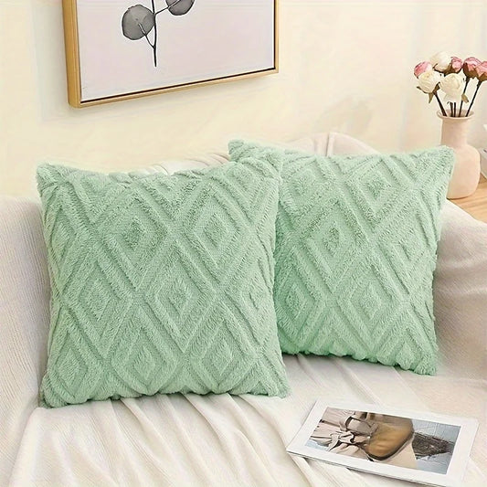 Modern Simple Rhombus Jacquard Plush Throw Pillow Cover SofaPillow Nordic Style Office Waist Bedside Cushion Car ThrowPillow