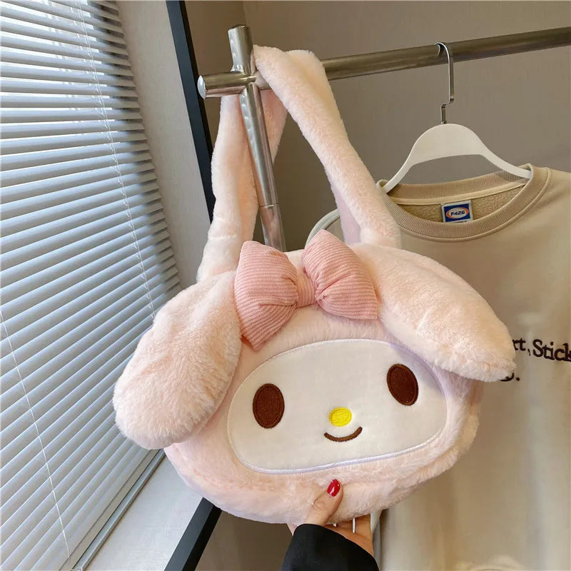 Wholesale Sanrio Plush Bag Kuromi Plush Handbag Kawaii Shoulder Bag My Melody Cinnamoroll Plushies Tote Bagpack High Capacity