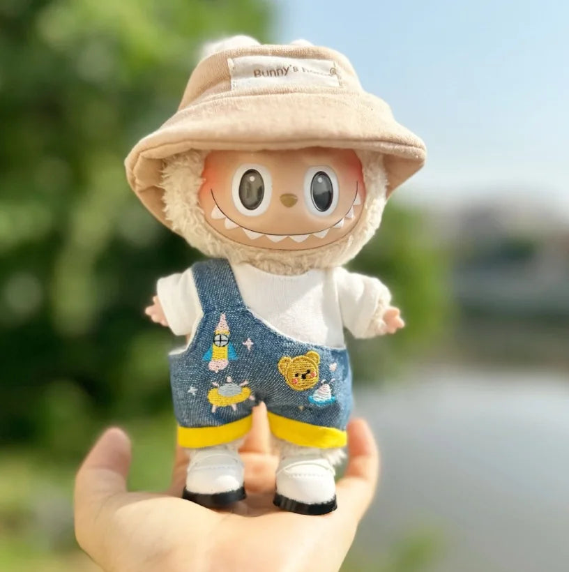 17cm Mini Plush Doll'S Clothes Outfit Accessories for Labubu Clothes Time to chill doll clothes