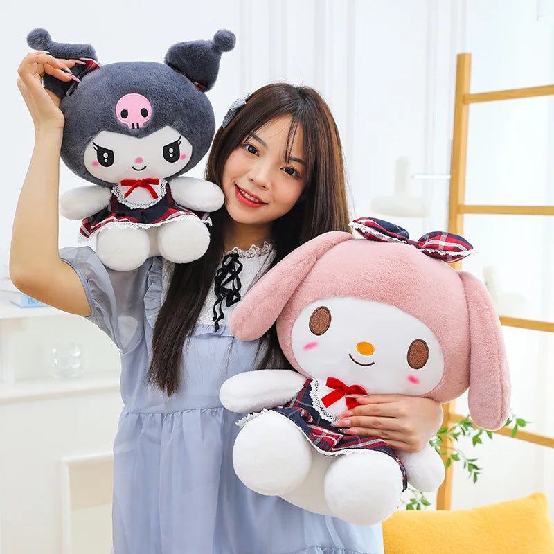 20/30cm Grid skirt demon version Kuromi KT cat Melody plush toy children holiday decoration pillow gift