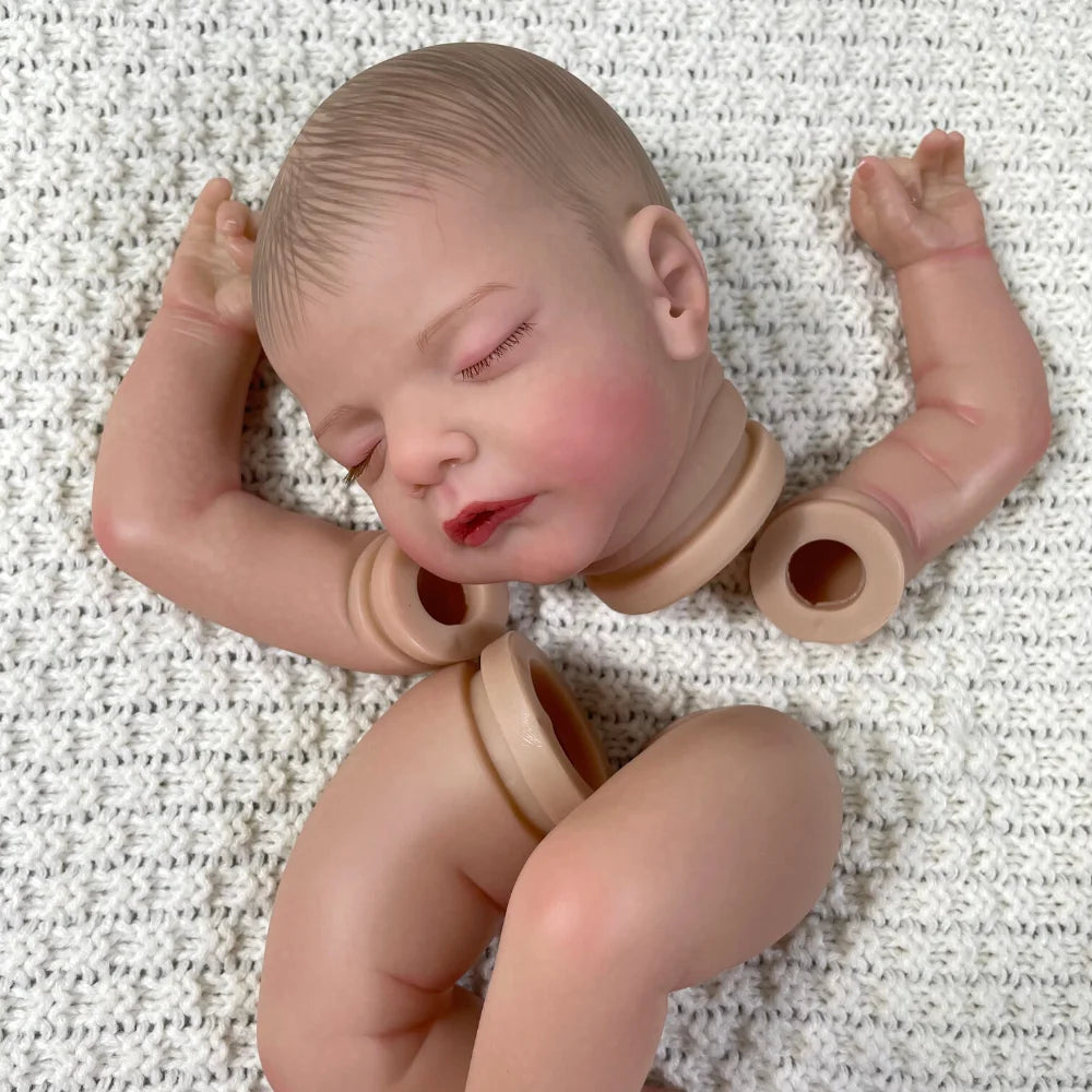 19Inch Already Painted Reborn Doll Parts Sam Lifelike Baby 3D Painted Skin with Visible Veins Handmade Mold Cloth Body Included