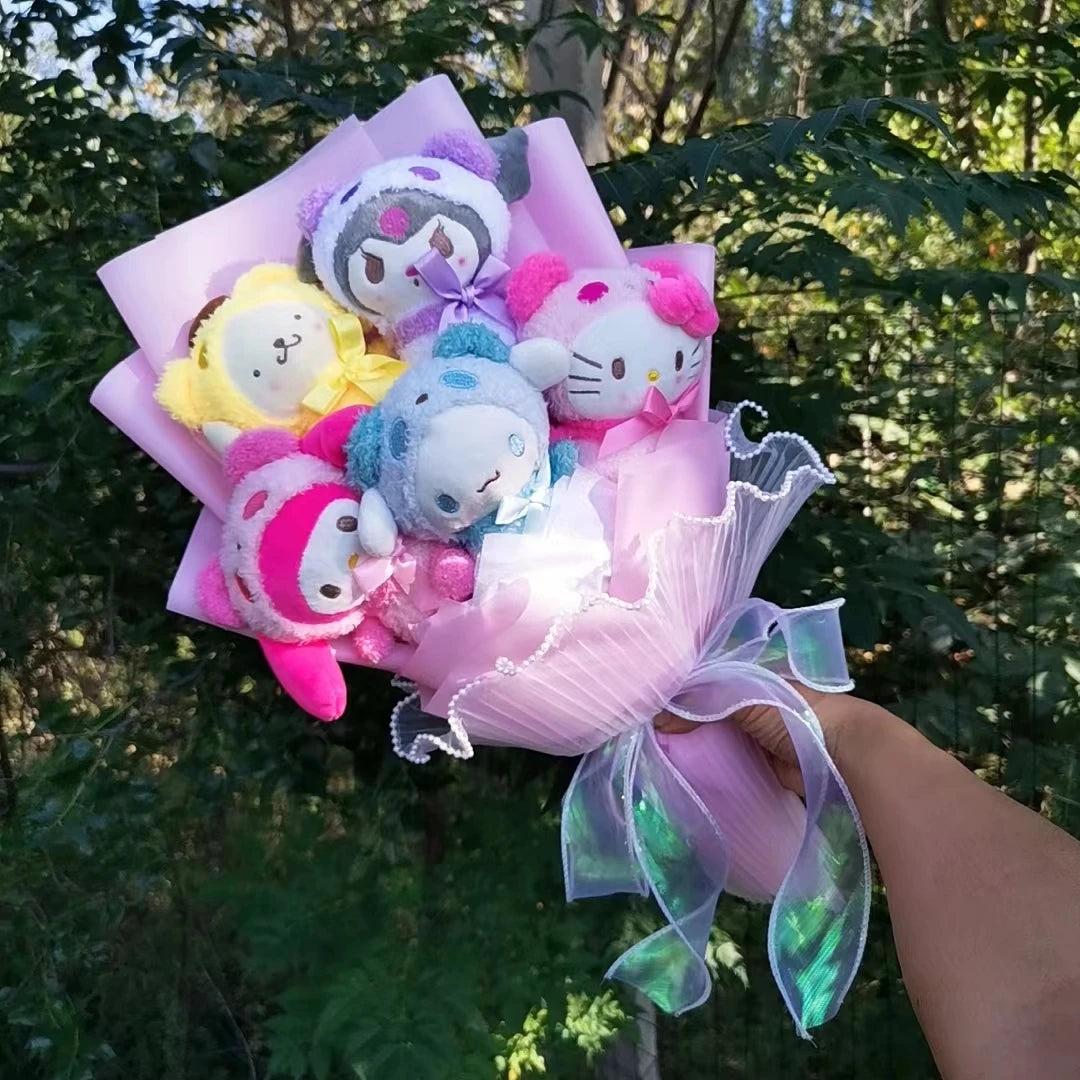 Anime Sanrio Kuromi My Melody Cinnamoroll Hello Kitty Plush  Bouquet Gift Hallowmas Valentine's Day Christmas Girl Friend Gifts