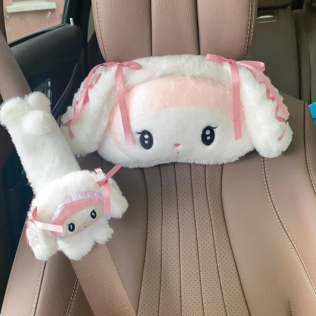 Kawaii Sanrio Lolita Pillow Blanket My Melody Car Pillow Kuromi Seat Belt Cover Stuffed Anime Cuddly Plushies Hello Kitty Toy