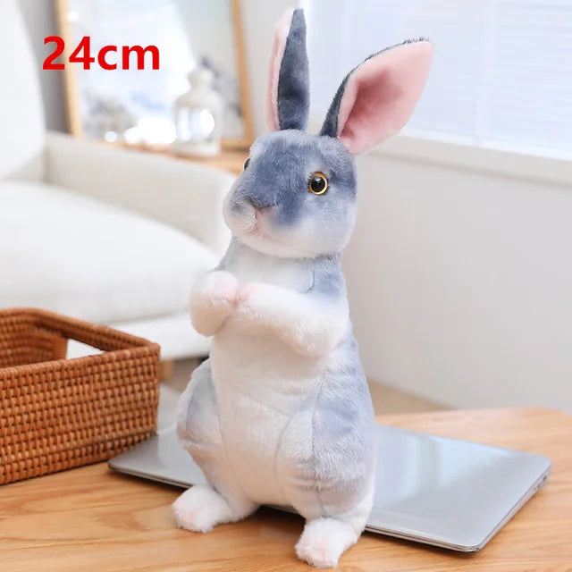 Simulation Kawaii Long Ears Realistic Rabbit Plush Toy Lifelike Animal Stuffed Doll Toys for Birthday Gift Room Decor