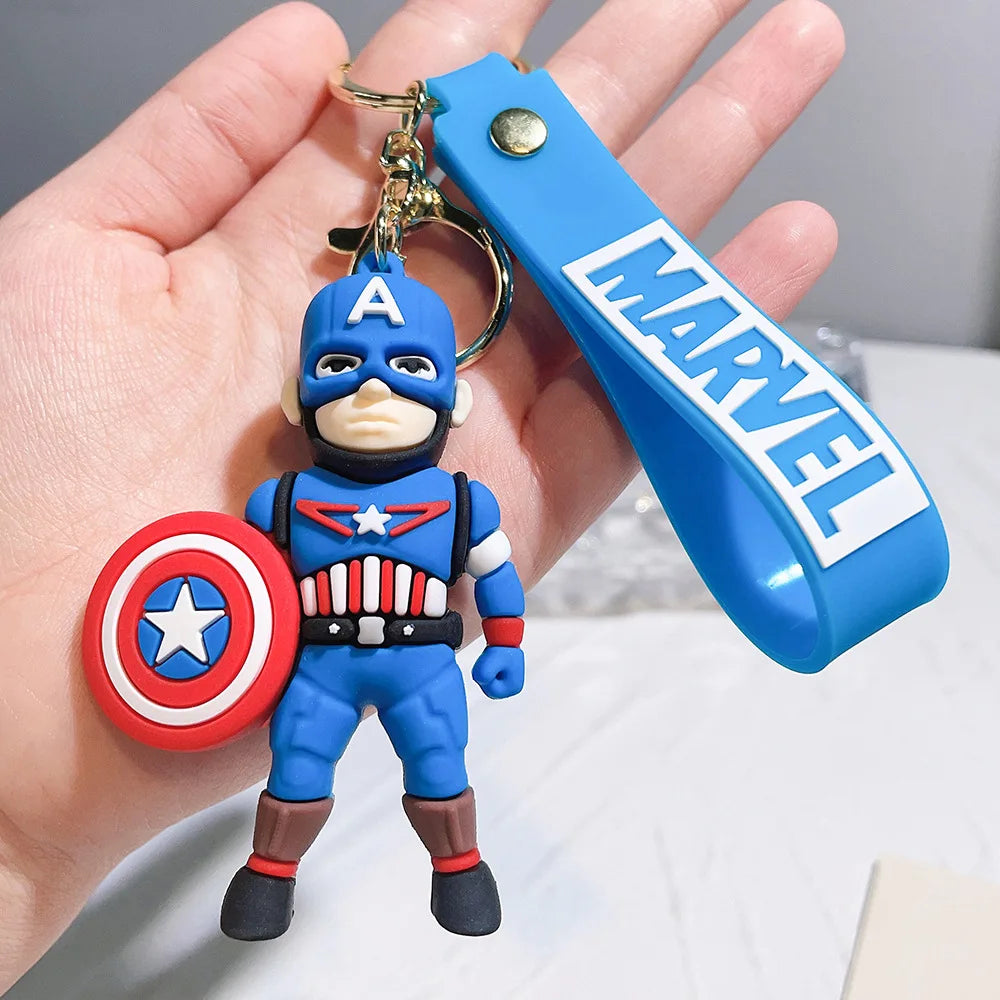 Disney Cartoon Avengers Spider Man Keychain Captain America Car Keychain Marvel Keyring Birthday Gift