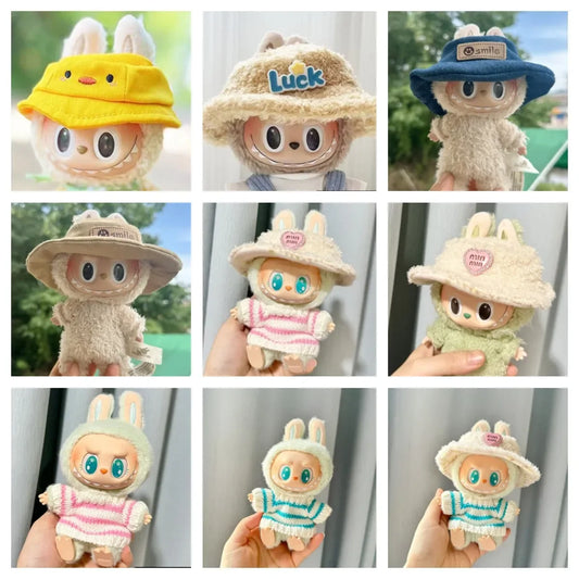 17cm Mini Plush Doll'S Clothes Outfit Accessories For Korea Kpop Exo Labubu Idol Cowboy love hat sweater suit Clothing Gift