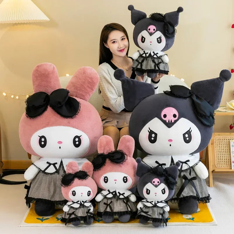 100CM Super Big Size New Sanrio Dark Kuromi Plush Toy Doll Cute Skirt My Melody Cartoon Stuffed Animal Home Decor Girls Gift