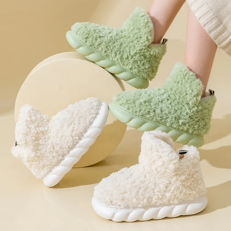 Cotton slippers for women's autumn and winter home use, new indoor plush bags with warm heels for external wear