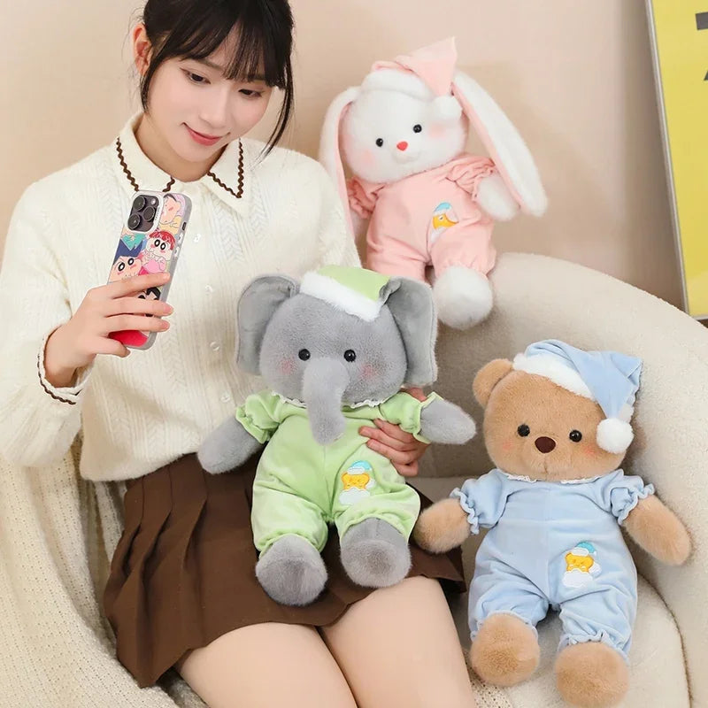 40cm High Quality Kawaii Pajama Bear Plush Doll Pink Blue Pajama Good Night Bear Plush Doll To Accompany Boys And Girls To Sleep