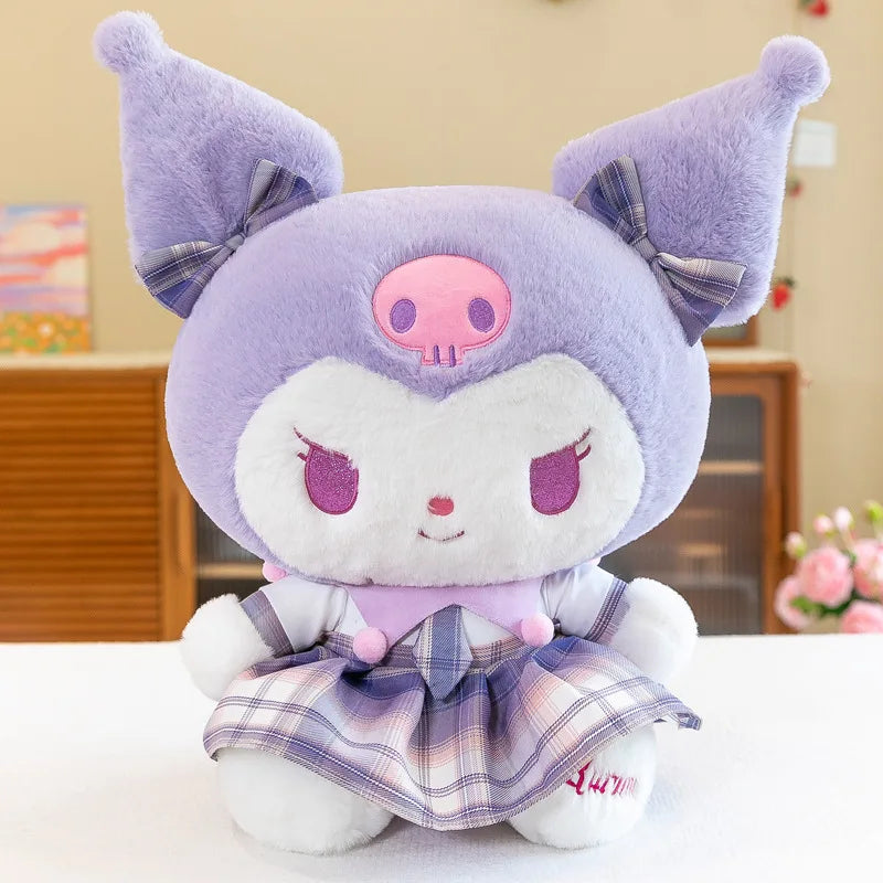 Sanrio Kuromi Melody JK Plaid Skirt  Stuffed Toys Plushier Soft Throw Pillow Plush Dolls Birthday Gift Valentines Gift