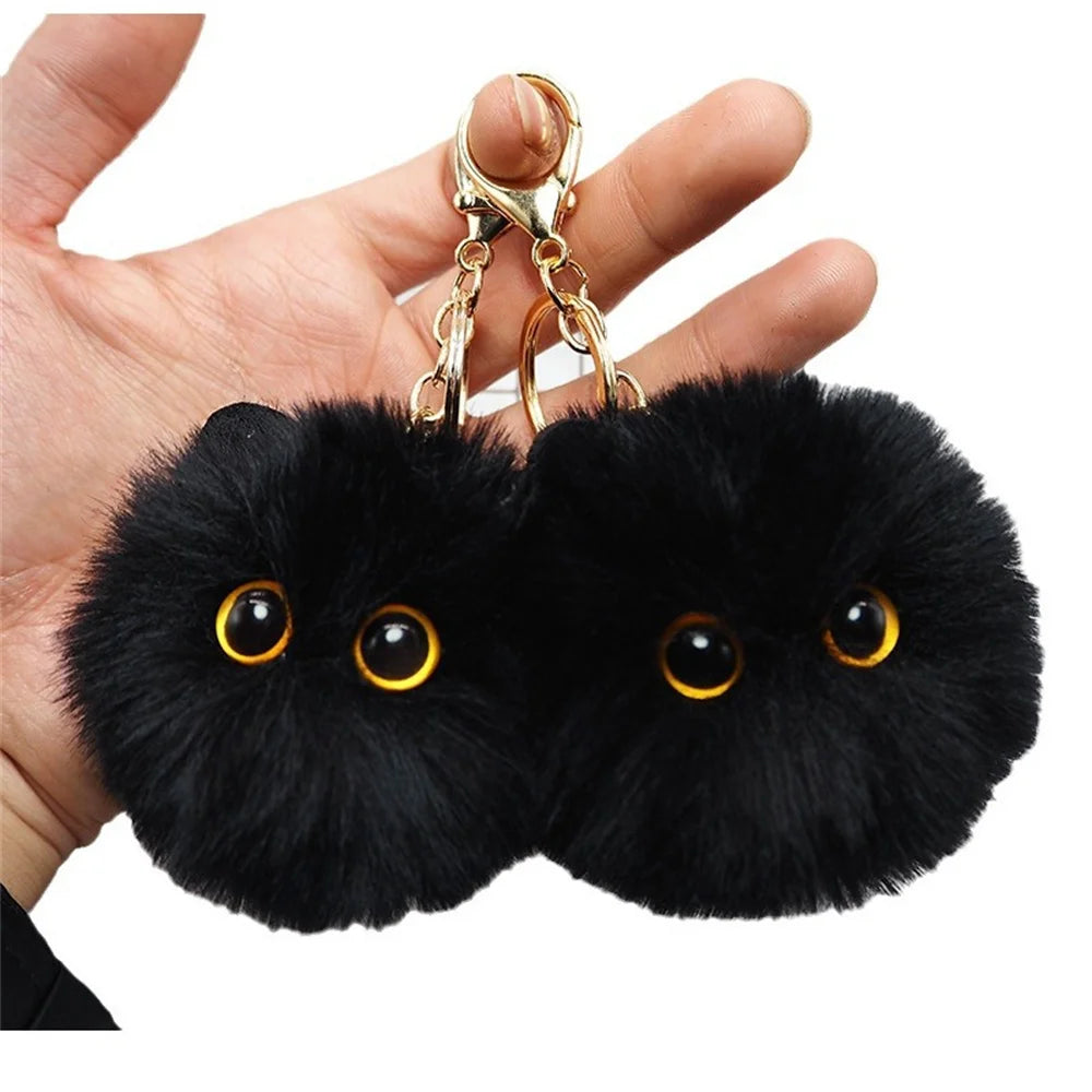 Blush Cat Ball Mountain Mountain Black Briquettes Cat Hand Plush Doll Key Chain Pendant Girl Heart School Bag Pendant