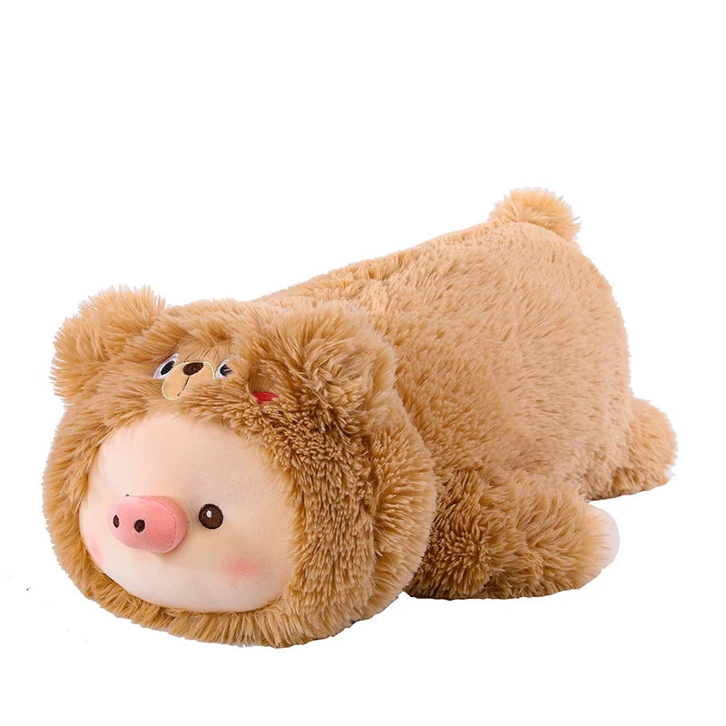 Cute Animal Pig Plush Toys Soft Stuffed Pig Cartoon Turn Into Dinosaur Rabbit Doll Sofs Home Decor Sleeping Pillow Birthday Gift