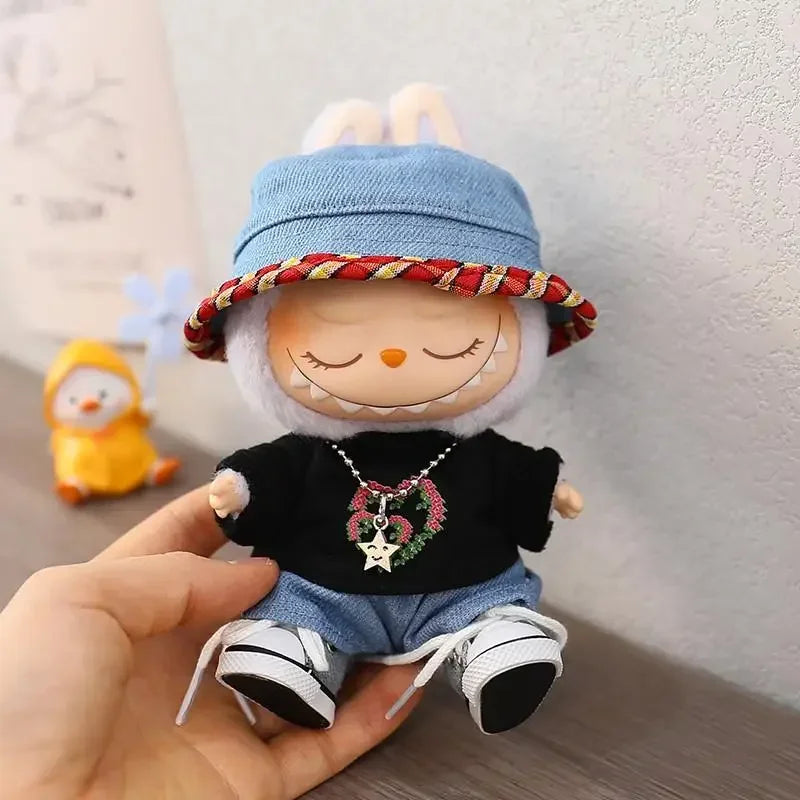 17cm Mini Plush Doll'S Clothes Outfit Accessories For Korea Kpop Exo Labubu Idol V1 V2 casual suit hat shoes Clothing Gift