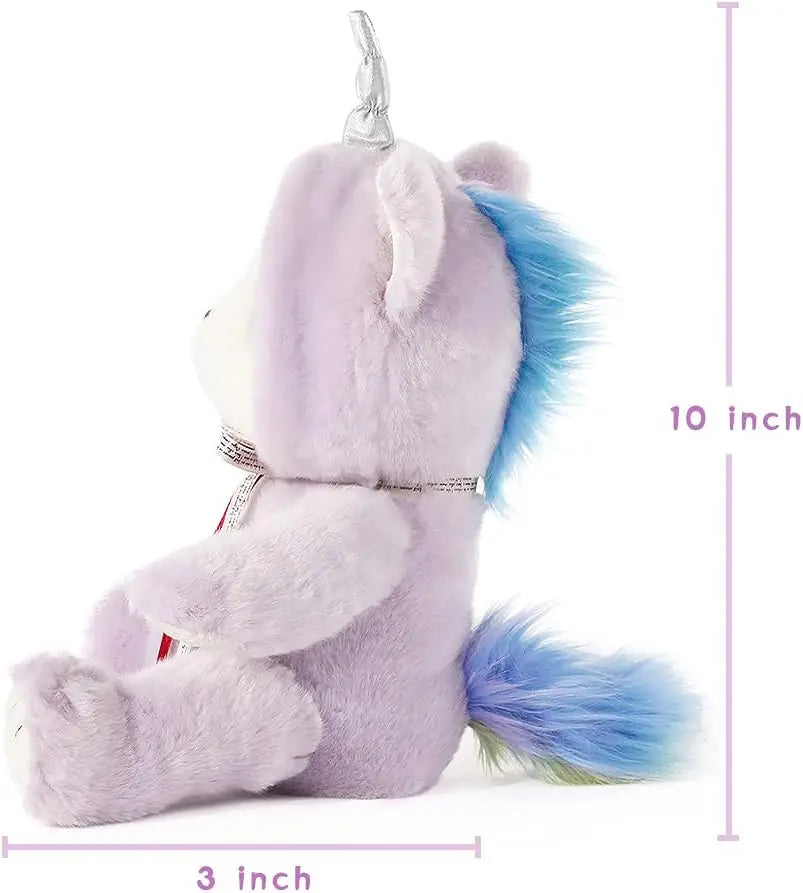 Tezituor Unicorn Stuffed Animal, Cute Stuffed Unicorn Plush Toy for Girl Kids, Purple 10 inch