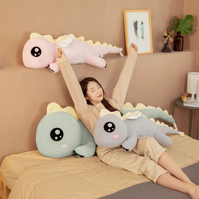 90-130cm Giant Cute Dinosaur with Wings Plush Cushion Sofa Toys Soft Animal Pillow Stuffed Doll Kids Girls Birthday Gift