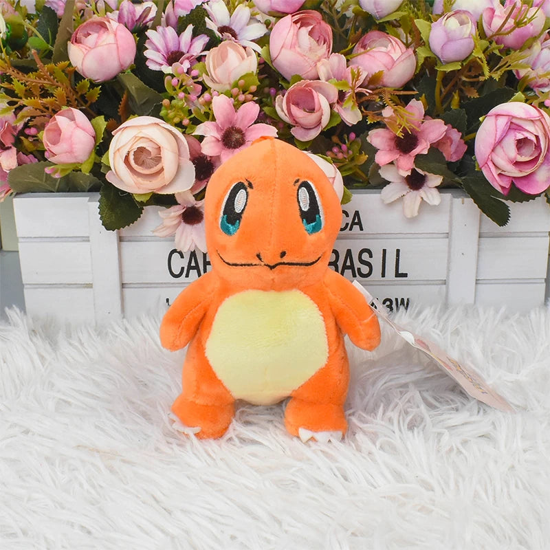 Kawaii Pikachu Charmander Psyduck Plush Toys Keychain Cute Anime Snorlax Stuffed Animals Peluche Pendants Dolls Gifts