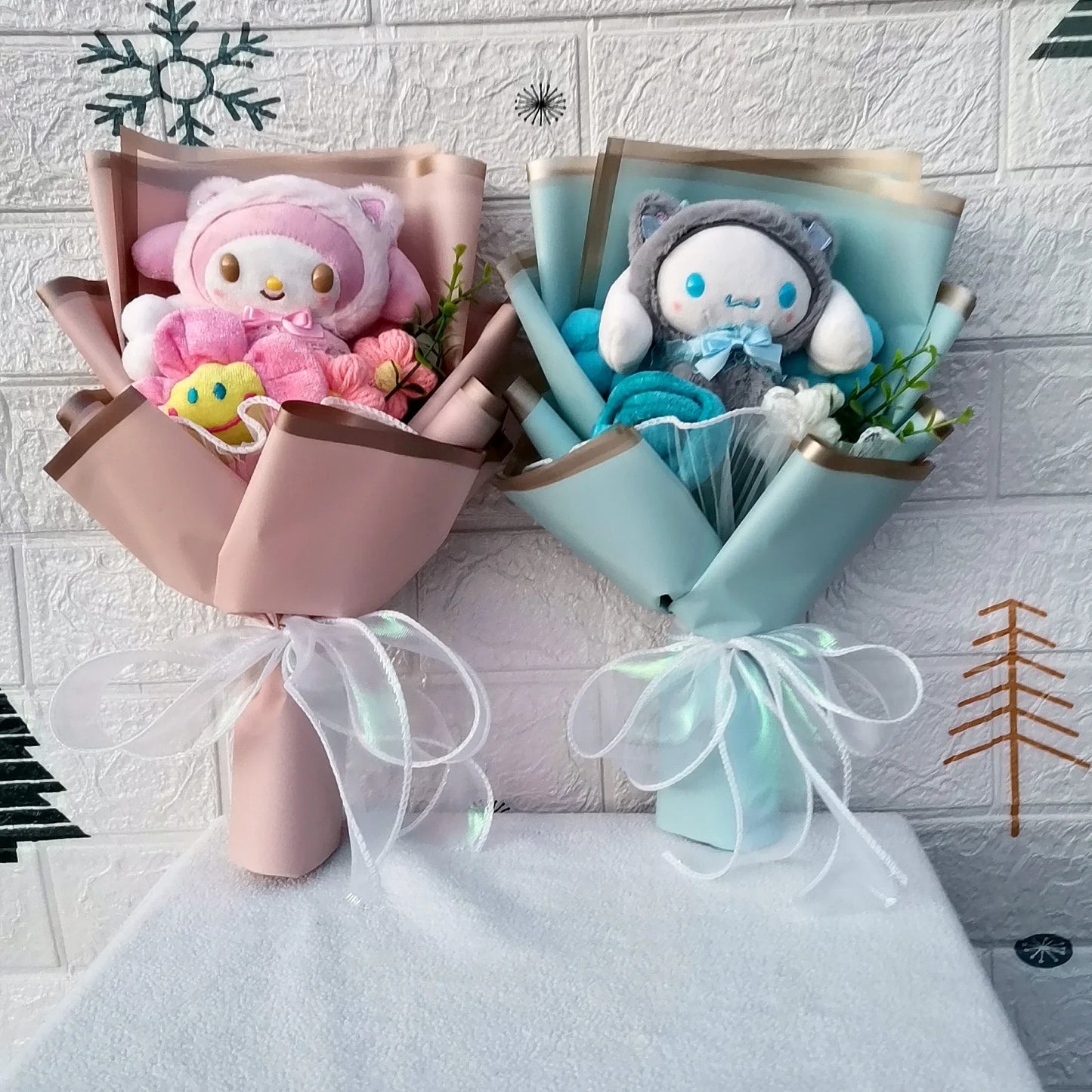 Cartoon Kuromi Hello Kitty Cinnamoroll  Plush Bouquet Rose Wedding Party Decoration Valentine's Day Christmas Birthday Gift