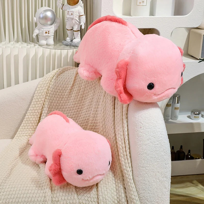 45cm/60cm Cute Pink Newt Plush Toy Stuffed Kawaii Axolotl Salamander Fuzzy Long Plush Fish Appeasing Pillow Cushion Kids Gift