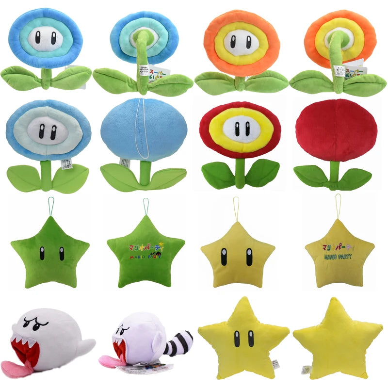 Mario Plush Toys Toad Yoshi Goomba Boo Shy Guy Ice Fire Flower Super Star Poison Piranha Cute Anime Stuffed Cartoon Peluche Doll