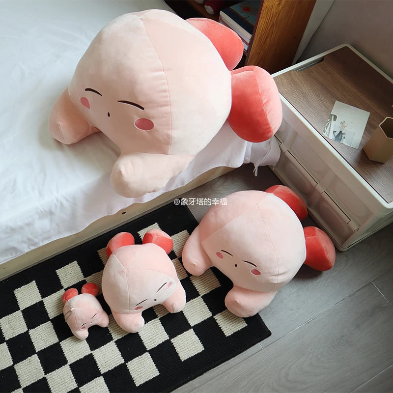 60cm Soft Cuddly Kirby Plush Toy Lovely Stuffed Anime Sleeping Kirby Plushies Throw Pillow Sofa Bed Girly Home Decor Xmas Gifts