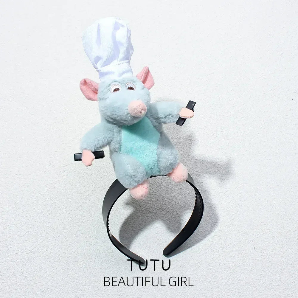 Disney Ratatouille Hairband New Cartoon Plush Doll Headband French Wide-brimmed Hairpin Photo Headdress Creativity Girl Gifts