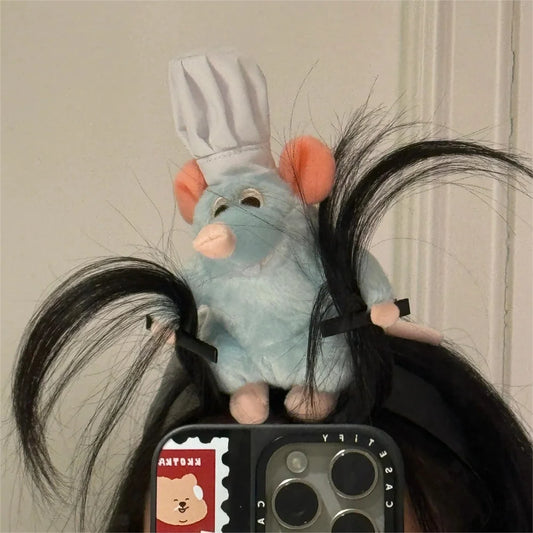 Disney Ratatouille Plush Doll Hairband Face Wash Makeup Wide-Brimmed Headband Hairpin Headdress Creativity Girls Toys Gifts