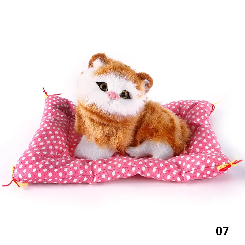 Simulation Cute Animal Doll Plush Sleeping Cats Toy with Sound Children Christmas Gift Party Decor Kids Birthday Gift