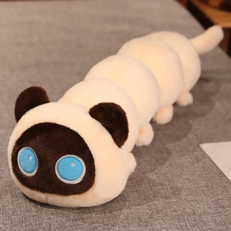 130cm Funny Soft Caterpillar Cat Plush Pillow Sofa Cushion Kawaii Plush Toy Stuffed Cartoon Animal for Girls Lovely Gift