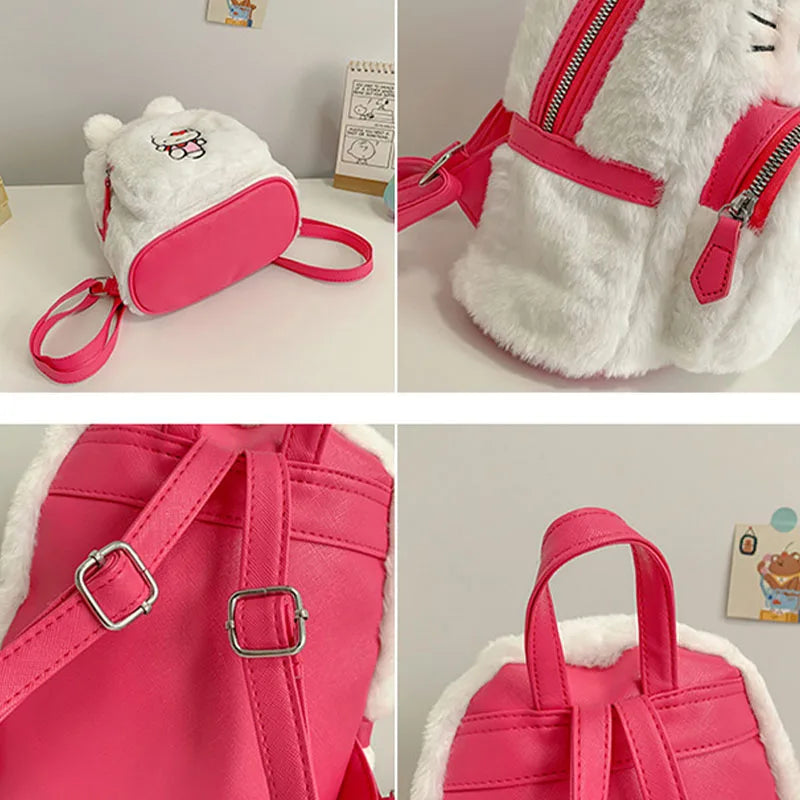 Yk2 Sanrio Hello Kitty Plush Backpack Kuromi Pom Pom Purin Plush Bag Anime Fashion Women High Quality Bag Schoolbag Girl Gift