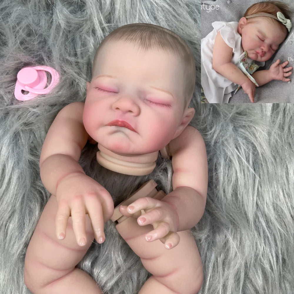 20inch Already Painted Reborn Doll Parts August Sleeping Baby 3D Painting with Visible Veins Cloth Body Included