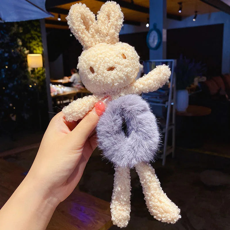 Cartoon Plush Rabbit Hair Ring Simple Hair Rings Fur Round Hair Ring Children's Ball Hair Accessories