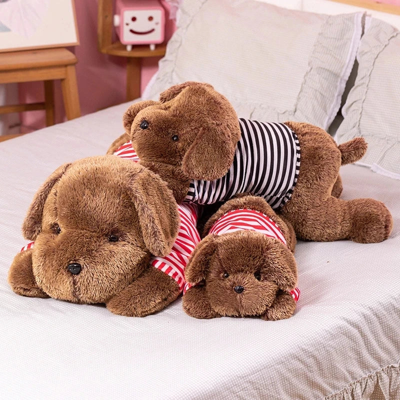 Giant 120CM Plush Toy Big Sleeping Dog Stuffed Striped T-shirt Puppy Dog Soft Animal Toy Soft Pillow Baby Girls Birthday Gift