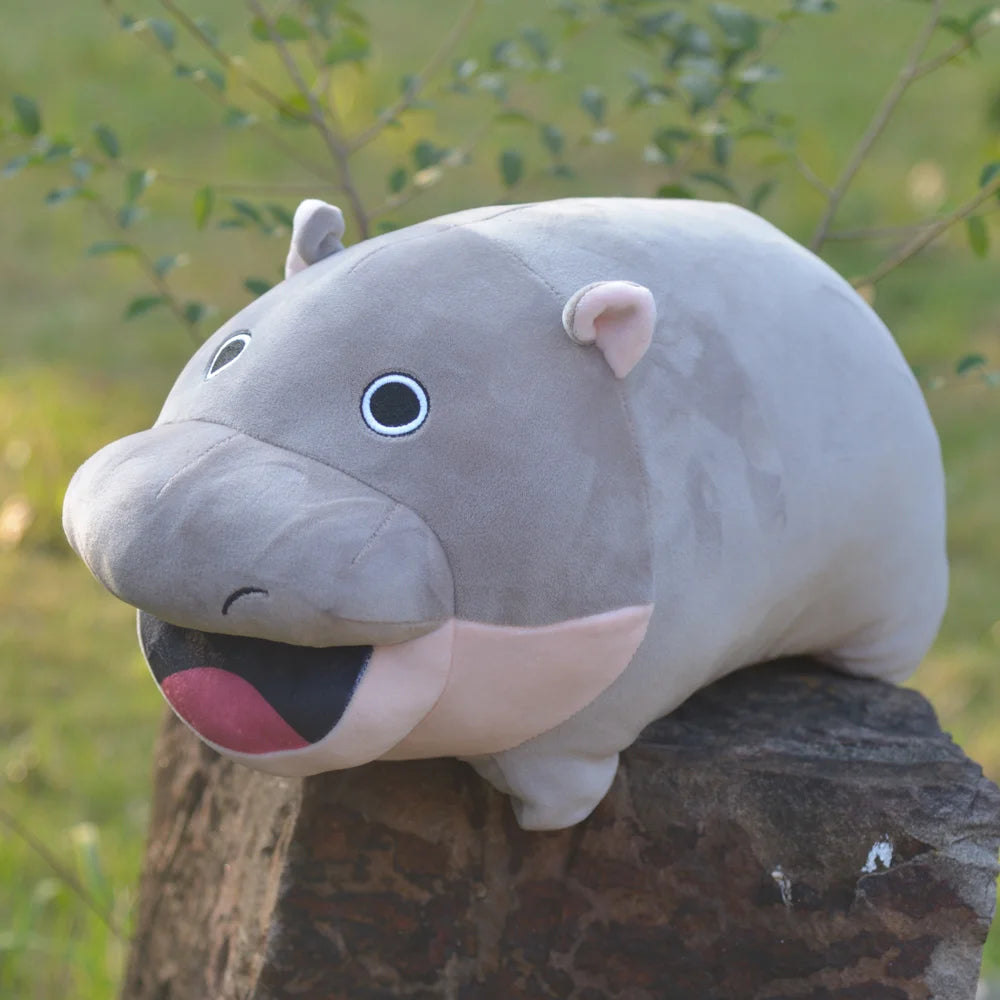 TreasuringU Hippos Moo Deng Plush Toys Cute Baby Hippopotamus Stuffed Pillow Christmas House Slippers Toy