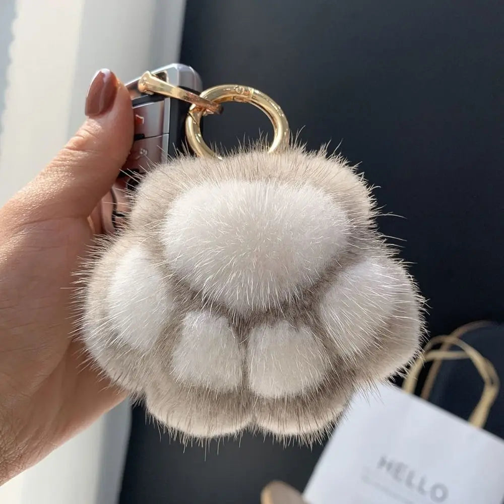 Cat Paw Pendant Keychain Kawaii Soft Faux Fur Keychain Kid Gift Stuffed Toy Plush Toy Key Ring Backpack Car Key Pendant