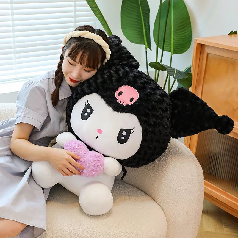 55cm Sanrio Kuromi Plush Toys Soft Filling Plush Doll Girl's Bed Companion Sleeping Room Decoration Doll Gifts for Kids