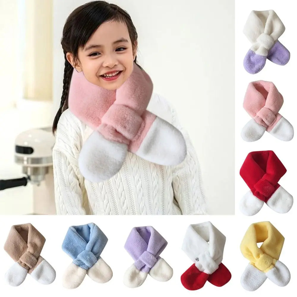 Bib Baby Thermal Neck Warmer Thickened Windproof Coldproof Boys Girls Plush Scarf Warm Neck Cover Snap Fastener