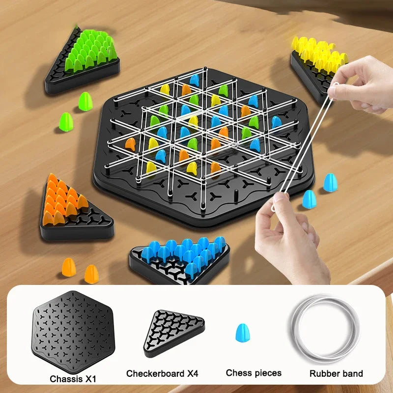 Chain Chess Rubber Band Geometry Puzzle Triangle Chess Desktop Game Family Interaction Exercise Kids Logic Puzzle Board Game Toy