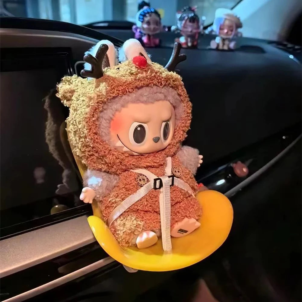 Cute Doll Car Safety Seat Car Air Outlet Decoration for 17cm labubu Car Interior Decoration Ornament