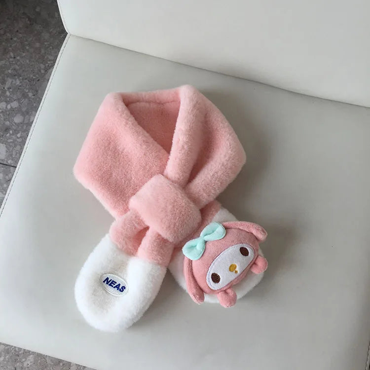 Sanrio My Melody Plush Kuromi Children'S Scarf Cinnamoroll Glove Accessories Soft Thickened Kids Scarves Kid Birthday Xmas Gifts