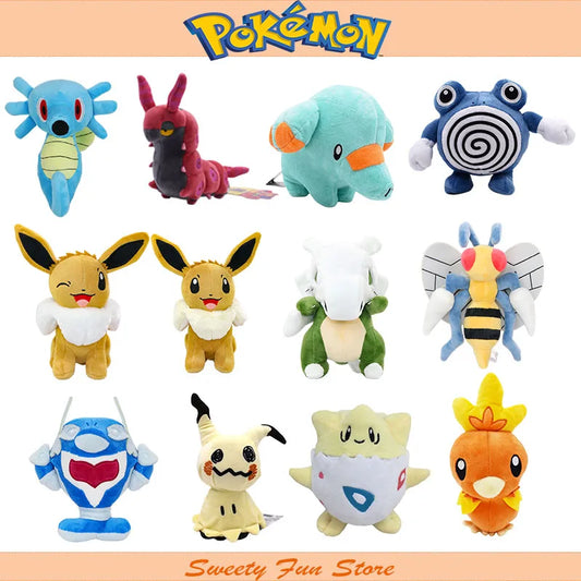 Pokemon Cubone Plush Toys Eevee Beedrill Mimikyu Poliwhirl Stuffed Phanpy Palafin Scolipede Horsea Cartoon Peluche Dolls Gifts