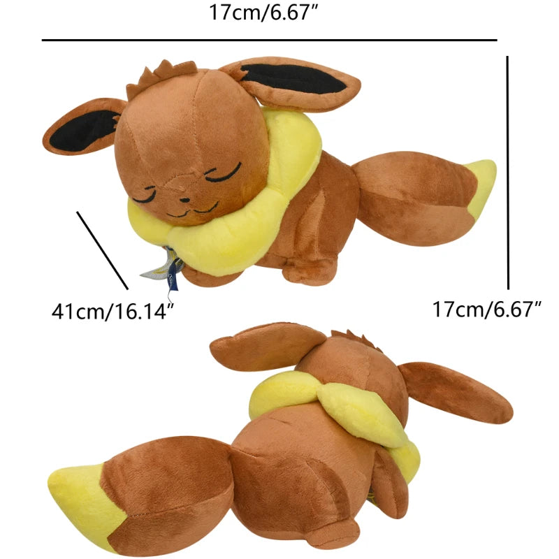 Kawaii Pokemon Sleeping Gengar Eevee Cubone Chikorita Soft Plush Toys Cute Anime Lucario Vaporeon Charmander Peluche Dolls Gifts