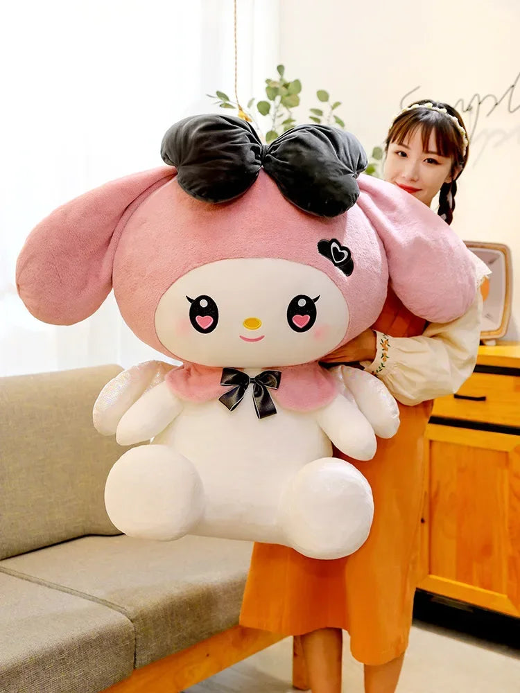 60cm Big Size New Sanrio Cute Demon Kuromi Plush Toy Angel My Melody Plushies Pillow Doll Stuffed Animal Home Decor